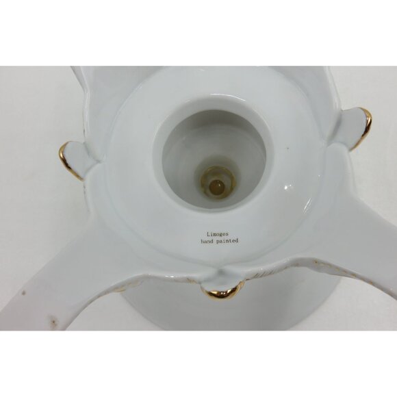 Rare LIMOGES Pedestal FOOTED Bowl Gilded Accents Romantic Scene VTG -  Repaired - Picture 4 of 11